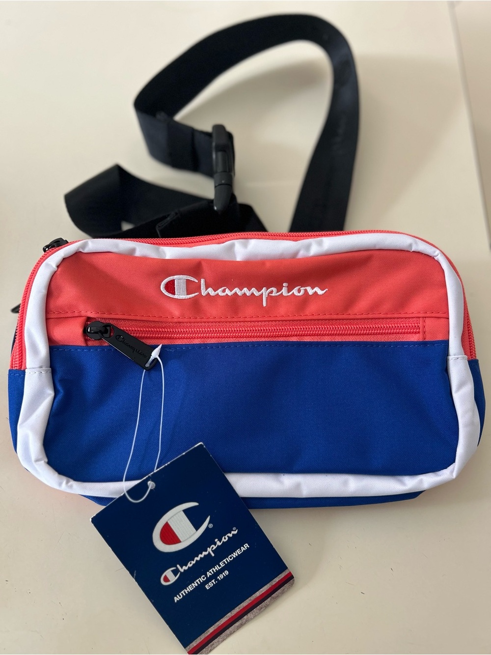 Champion Colorblock Belt Bag - Blue, Coral & White